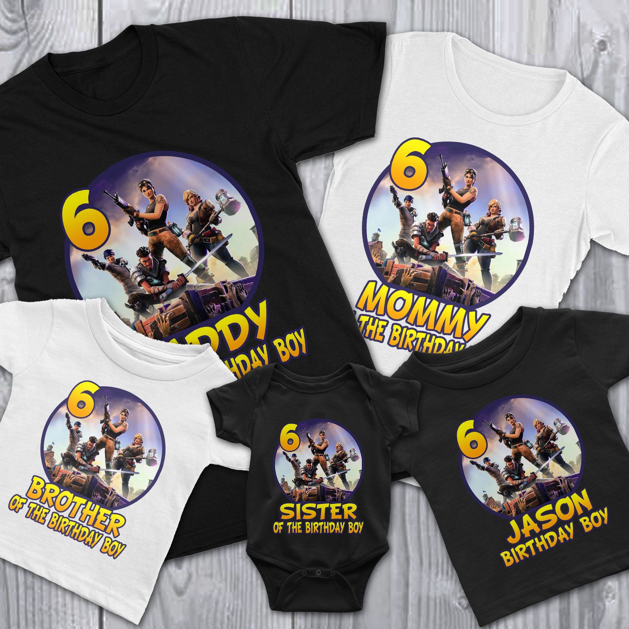 CUSTOM FORTNITE PERSONALIZED T SHIRT ADD NAME AGE BIRTHDAY PARTY GAME 