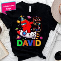 Personalized Name Age Among Us Birthday Shirt Cute Gift