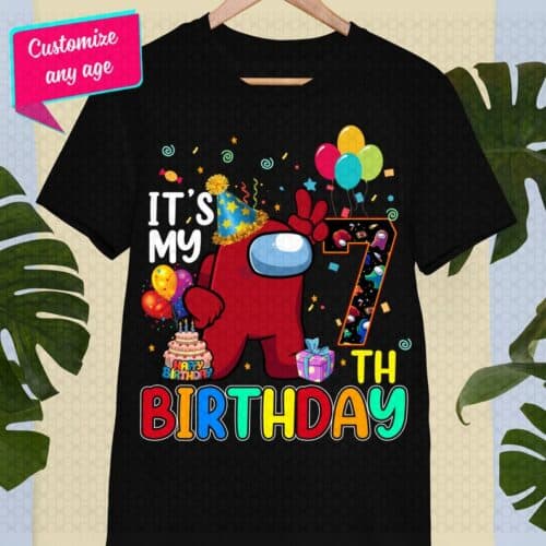 Personalized Name Age Among Us Birthday Shirt Funny Gift