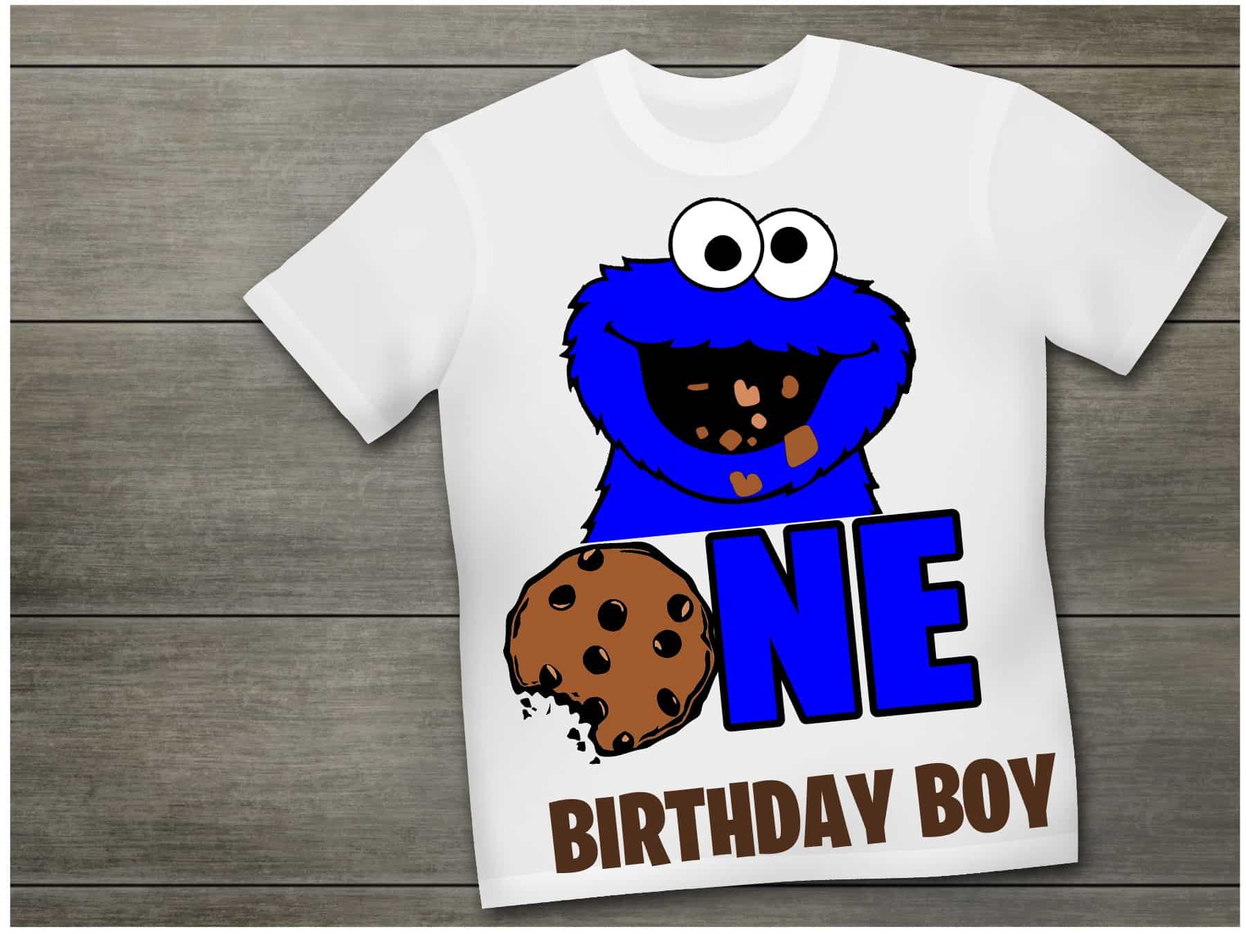 Personalized Name Age Cookie Monster Birthday Shirt Cute