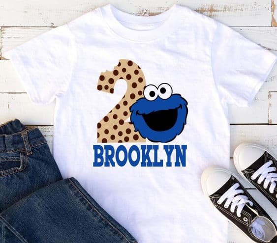 Personalized Name Age Cookie Monster Birthday Shirt Funny Gift