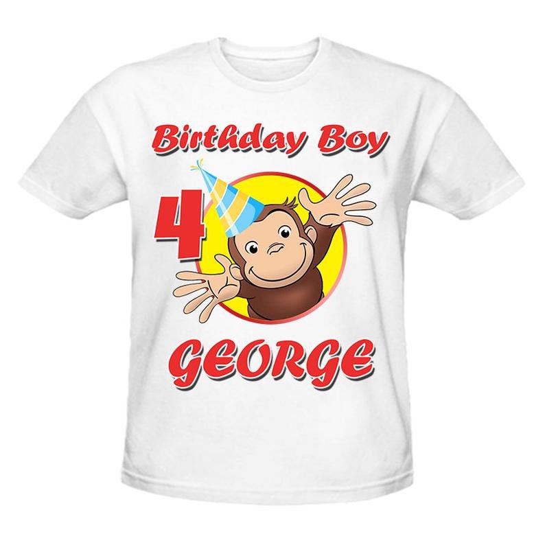 NEW Personalized Custom Curious George Birthday T Shirt Add Name & Age 