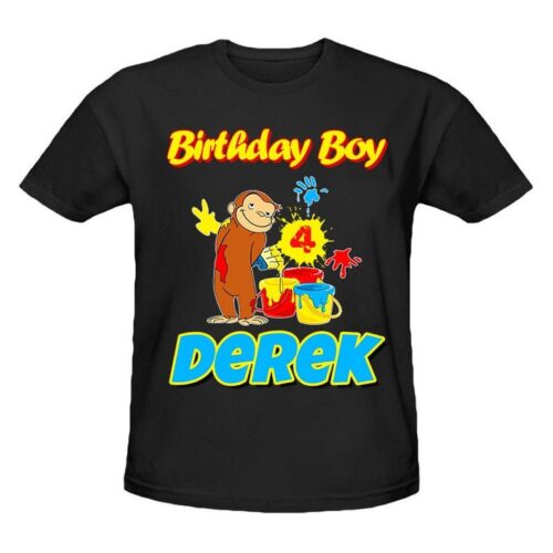 Personalized Name Age Curious George Birthday Shirt Cute 1