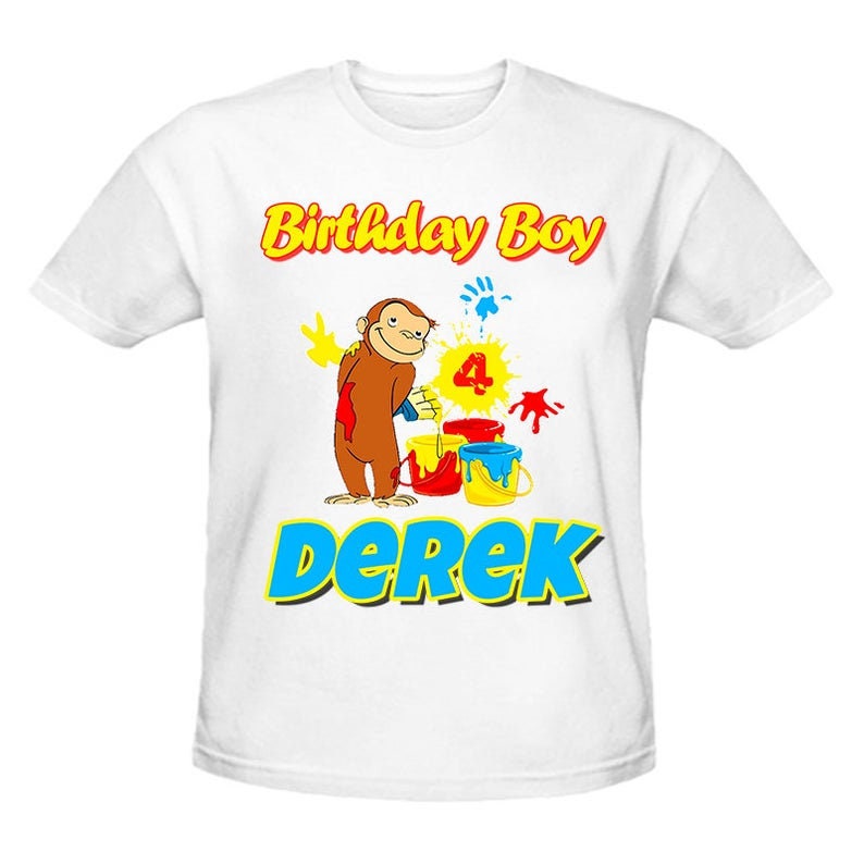 CURIOUS GEORGE  HAPPY BIRTHDAY T-SHIRT2 Personalized Any Name/Age Toddler Adult 