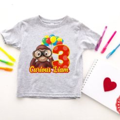 Personalized Name Age Curious George Birthday Shirt Cute Gifts 1