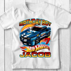 Personalized Name Age Hot Wheels Birthday Shirt Present 1