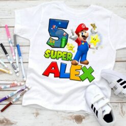 Personalized Name Age Mario Birthday Shirt Cool
