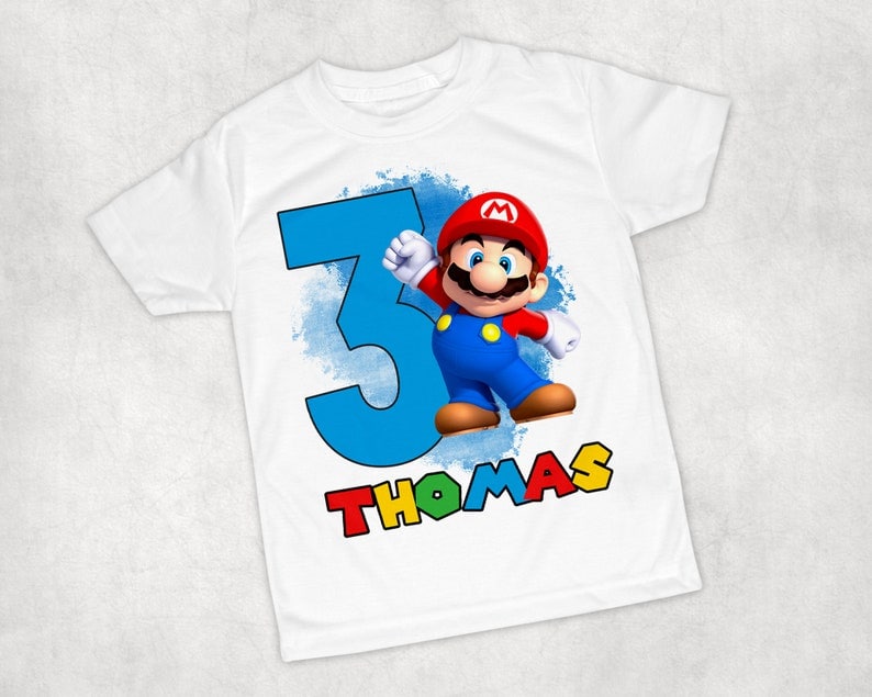 Personalized Name Age Mario Birthday Shirt Cool Gifts