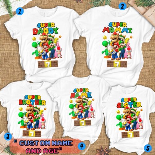 Personalized Name Age Mario Birthday Shirt Cute Presents