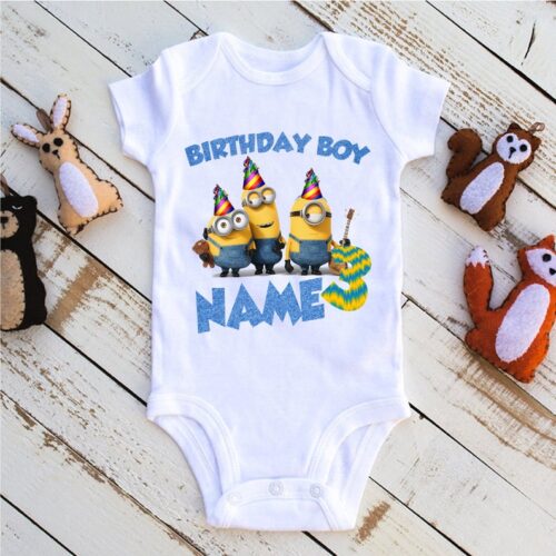Personalized Name Age Minion Birthday Shirt Gift 1