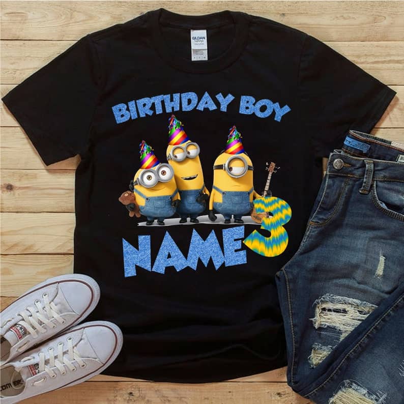 Personalized Name Age Minion Birthday Shirt Gift