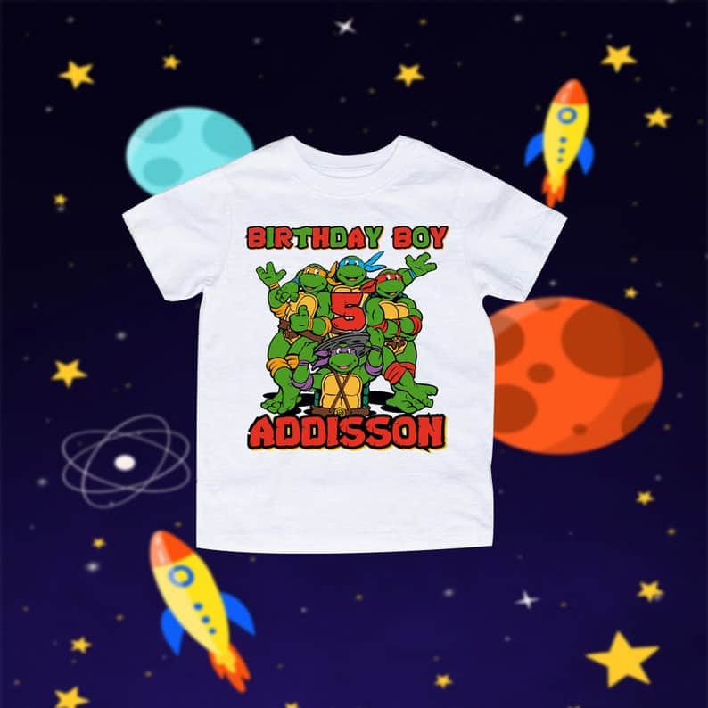 Personalized Name Age Ninja Turtle Birthday Shirt Cool Gift
