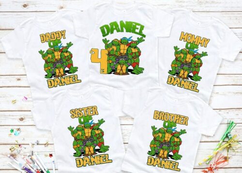 Personalized Name Age Ninja Turtle Birthday Shirt Cute