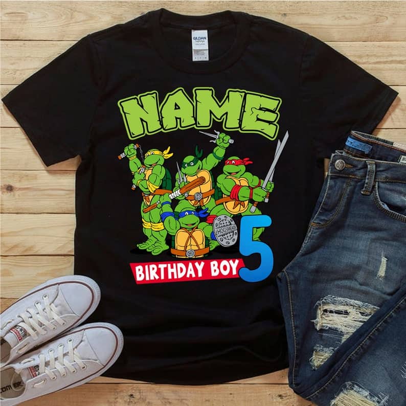 Personalized Name Age Ninja Turtle Birthday Shirt Cute Gifts 2