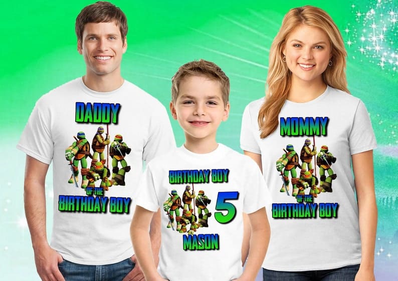 Personalized Name Age Ninja Turtle Birthday Shirt Gifts Cool