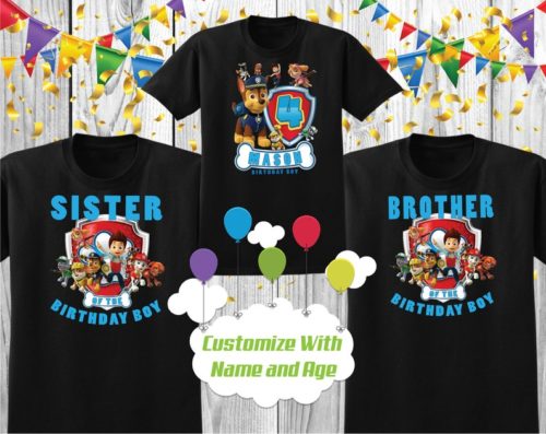 Personalized Name Age Paw Patrol Birthday Shirt Cool 3