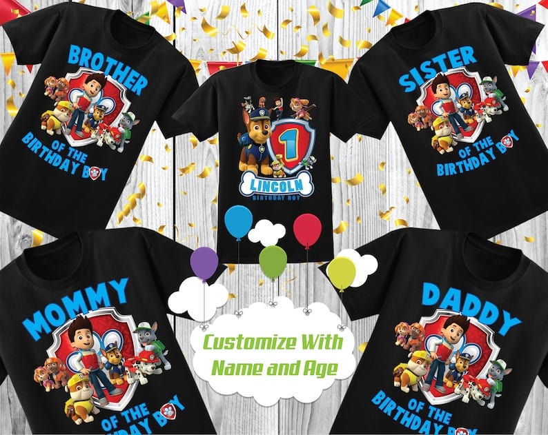 Paw Patrol Shirt Personalized Name and Age Birthday Shirt p1 