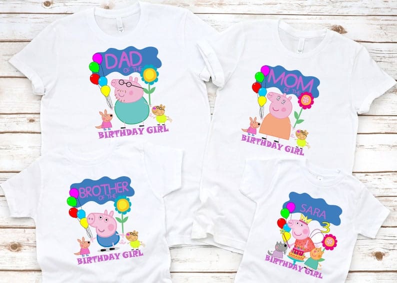 Personalized Name Age Peppa Pig Birthday Shirt Cool