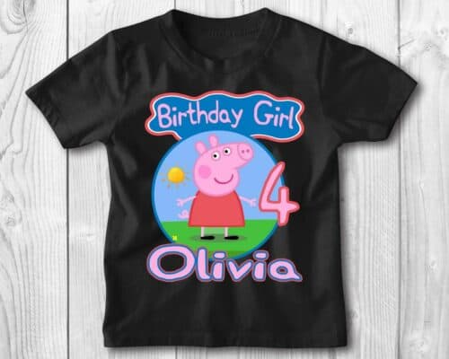 Personalized Name Age Peppa Pig Birthday Shirt Funny
