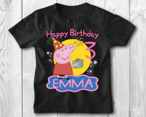 Personalized Name Age Peppa Pig Birthday Shirt Gift Cool