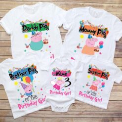 Peppa Pig Birthday shirt; Birthday Girl tshirt; Peppa Pig Birthday; Peppa Pig Family Shirts; Birthday Party t shirt; Matching; Daughter; tee