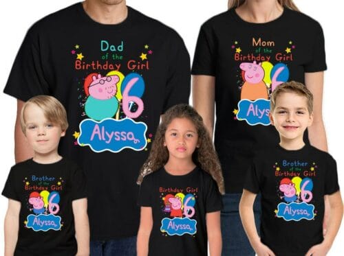 Personalized Name Age Peppa Pig Birthday Shirt Gifts Funny