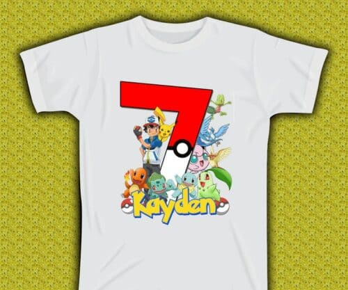 Personalized Name Age Pokemon Birthday Shirt Cool Presents