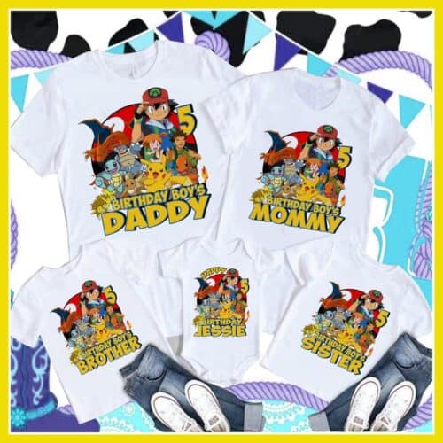 Personalized Name Age Pokemon Birthday Shirt Funny Gifts