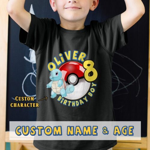 Personalized Name Age Pokemon Birthday Shirt Present Cool