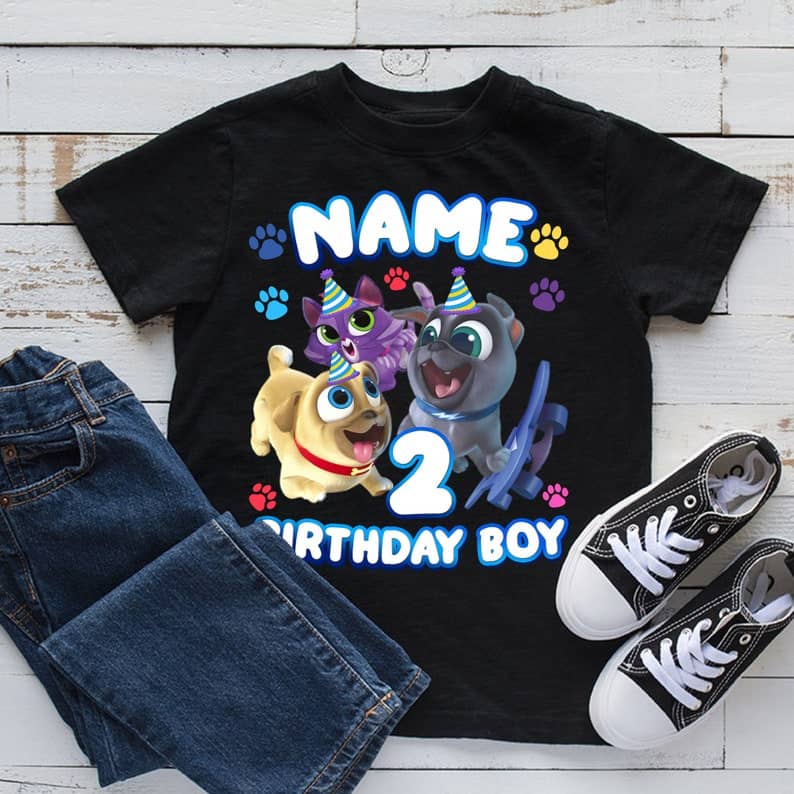 Personalized Name Age Puppy Dog Pals Birthday Shirt Cute