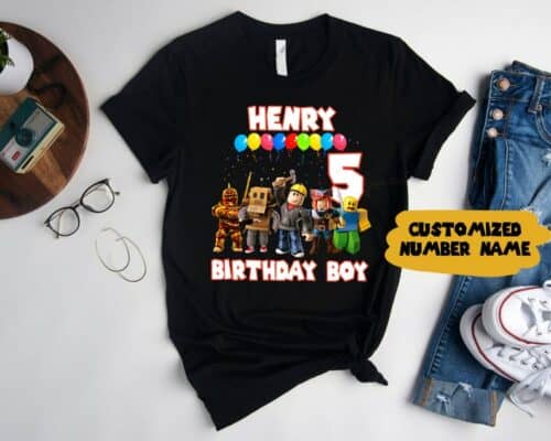 Personalized Name Age Roblox Birthday Shirt Funny