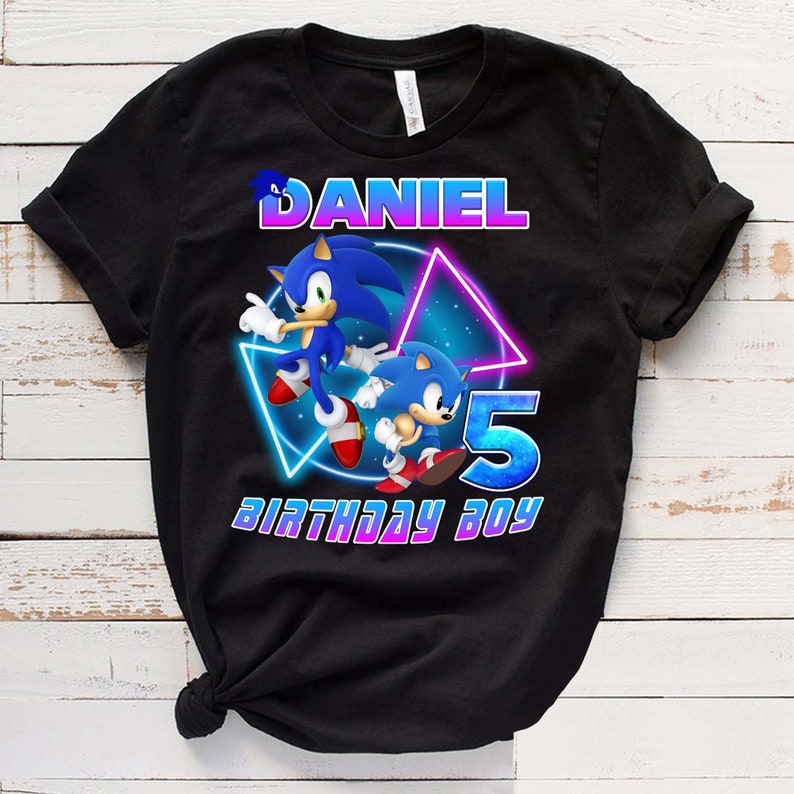 Sonic the Hedgehog birthday shirt with name and digit 