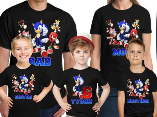Personalized Name Age Sonic The Hedgehog Birthday Shirt Gift