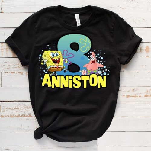 Personalized Name Age Spongebob Birthday Shirt Cool 2