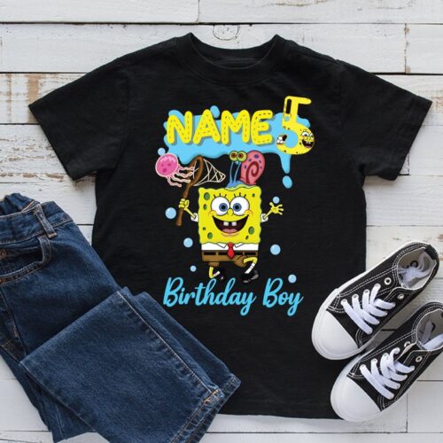 Personalized Name Age Spongebob Birthday Shirt Cool Gift
