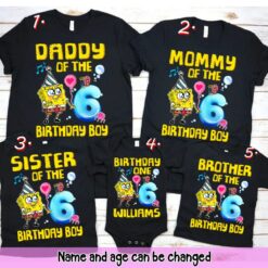 Personalized Name Age Spongebob Birthday Shirt Gift