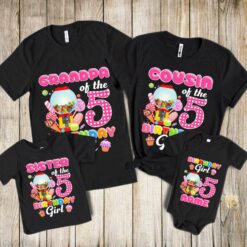 Personalized Name Age Candyland Birthday Shirt Onesis Kid Youth V-neck Unisex Funny