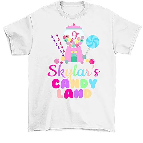 Personalized Name Age Candyland Birthday Shirt Onesis Kid Youth V-neck Unisex