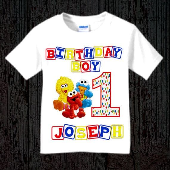 Personalized Name Age Elmo Birthday Shirt Onesis Kid Youth V-neck Unisex