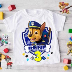 Personalized Name Age Paw Patrol Birthday Shirt Onesis Kid Youth V-neck Unisex