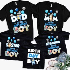 Personalized Name Age Bluey Birthday Shirt Onesis Kid Youth V-neck Unisex