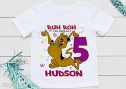 Personalized Name Age Scooby Doo Birthday Shirt Onesis Kid Youth V-neck Unisex
